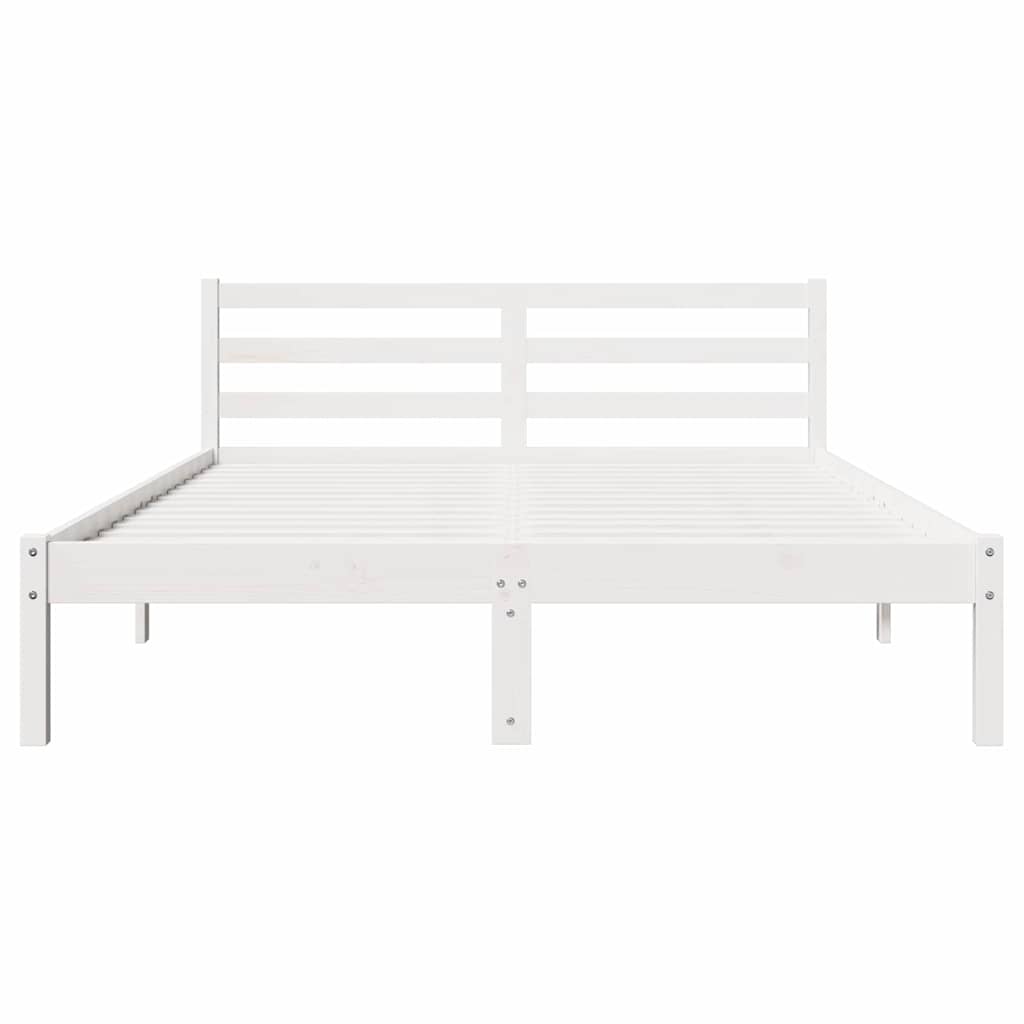 vidaXL Bed Frame White 225.5 x 145.5 x 69.5 cm Solid Pine Wood