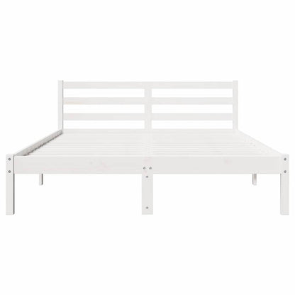 vidaXL Bed Frame White 225.5 x 145.5 x 69.5 cm Solid Pine Wood