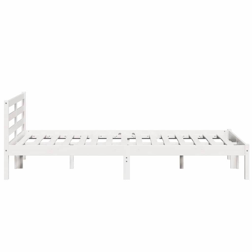 vidaXL Bed Frame White 225.5 x 145.5 x 69.5 cm Solid Pine Wood