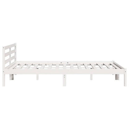 vidaXL Bed Frame White 225.5 x 185.5 x 69.5 cm Solid Pine Wood