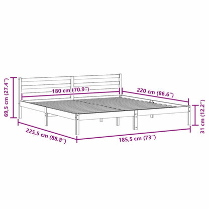 vidaXL Bed Frame White 225.5 x 185.5 x 69.5 cm Solid Pine Wood