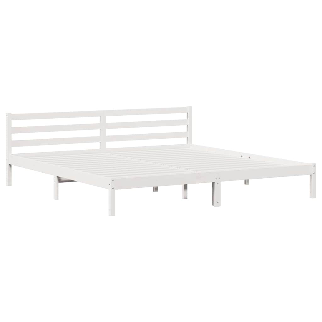 vidaXL Bed Frame White 225.5 x 205.5 x 69.5 cm Solid Pine Wood