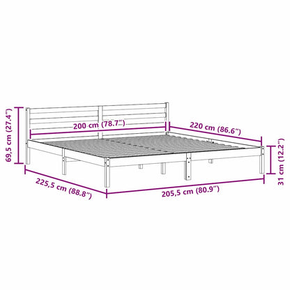 vidaXL Bed Frame White 225.5 x 205.5 x 69.5 cm Solid Pine Wood