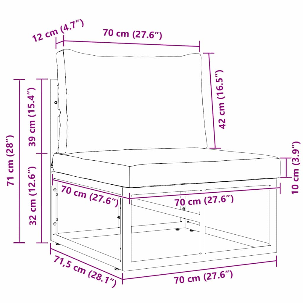 vidaXL Outdoor Furniture Black and Anthracite 70 x 71.5 x 71 cm Metal