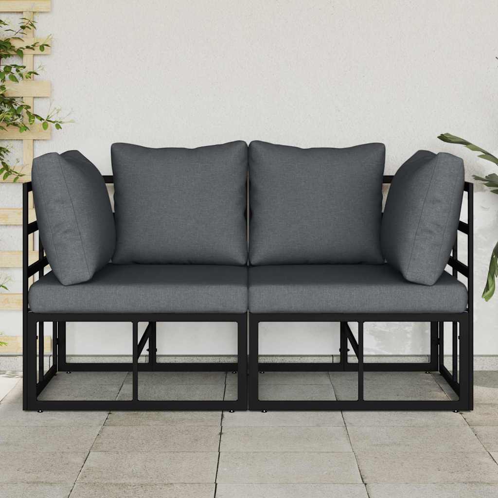 vidaXL Outdoor Furniture 2 Piece Black and Anthracite Metal