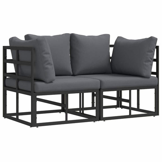vidaXL Outdoor Furniture 2 Piece Black and Anthracite Metal