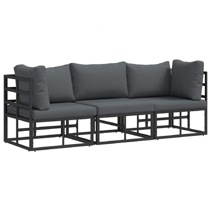 vidaXL Outdoor Furniture 3 Piece Black and Anthracite Metal