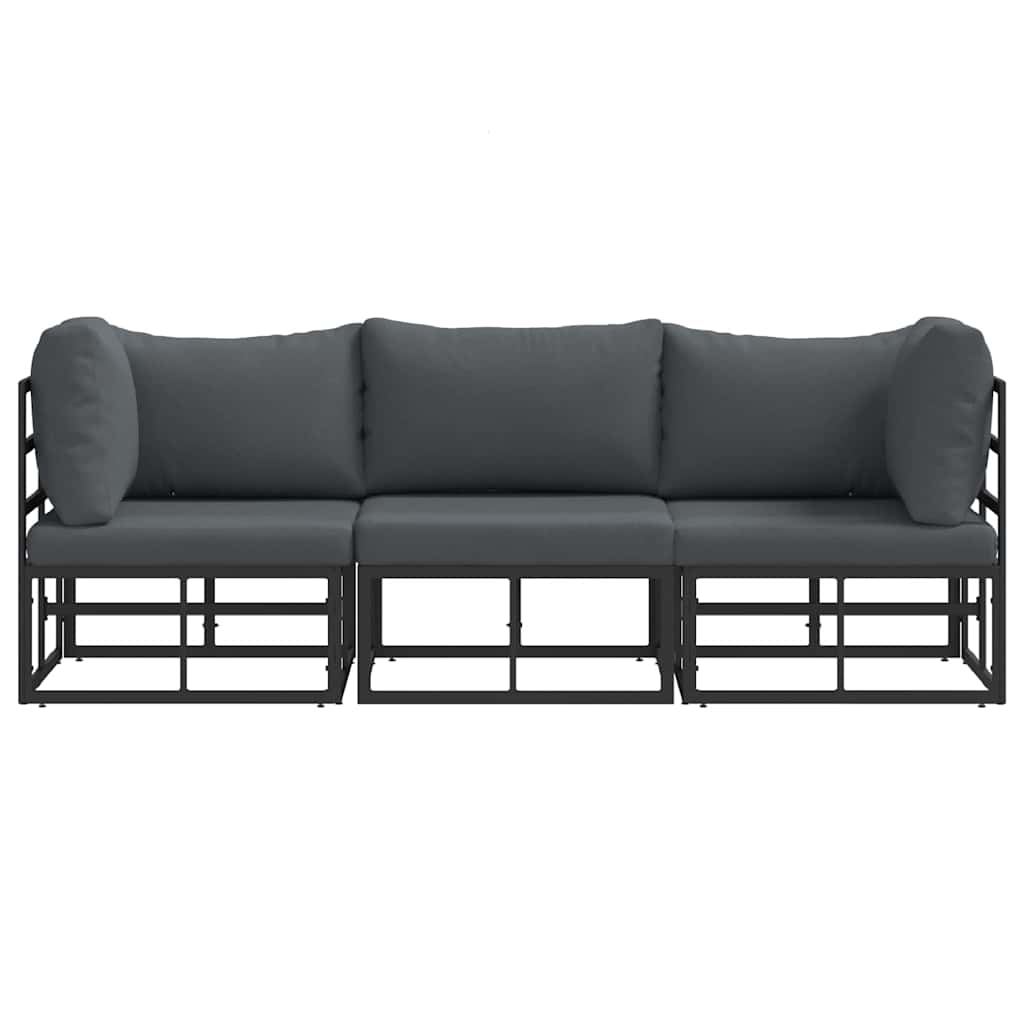 vidaXL Outdoor Furniture 3 Piece Black and Anthracite Metal