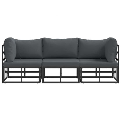 vidaXL Outdoor Furniture 3 Piece Black and Anthracite Metal