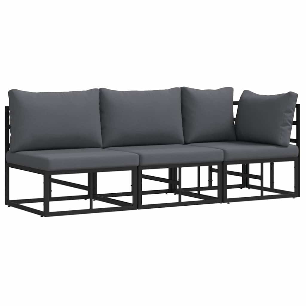 vidaXL Outdoor Furniture 3 Piece Black and Anthracite Metal