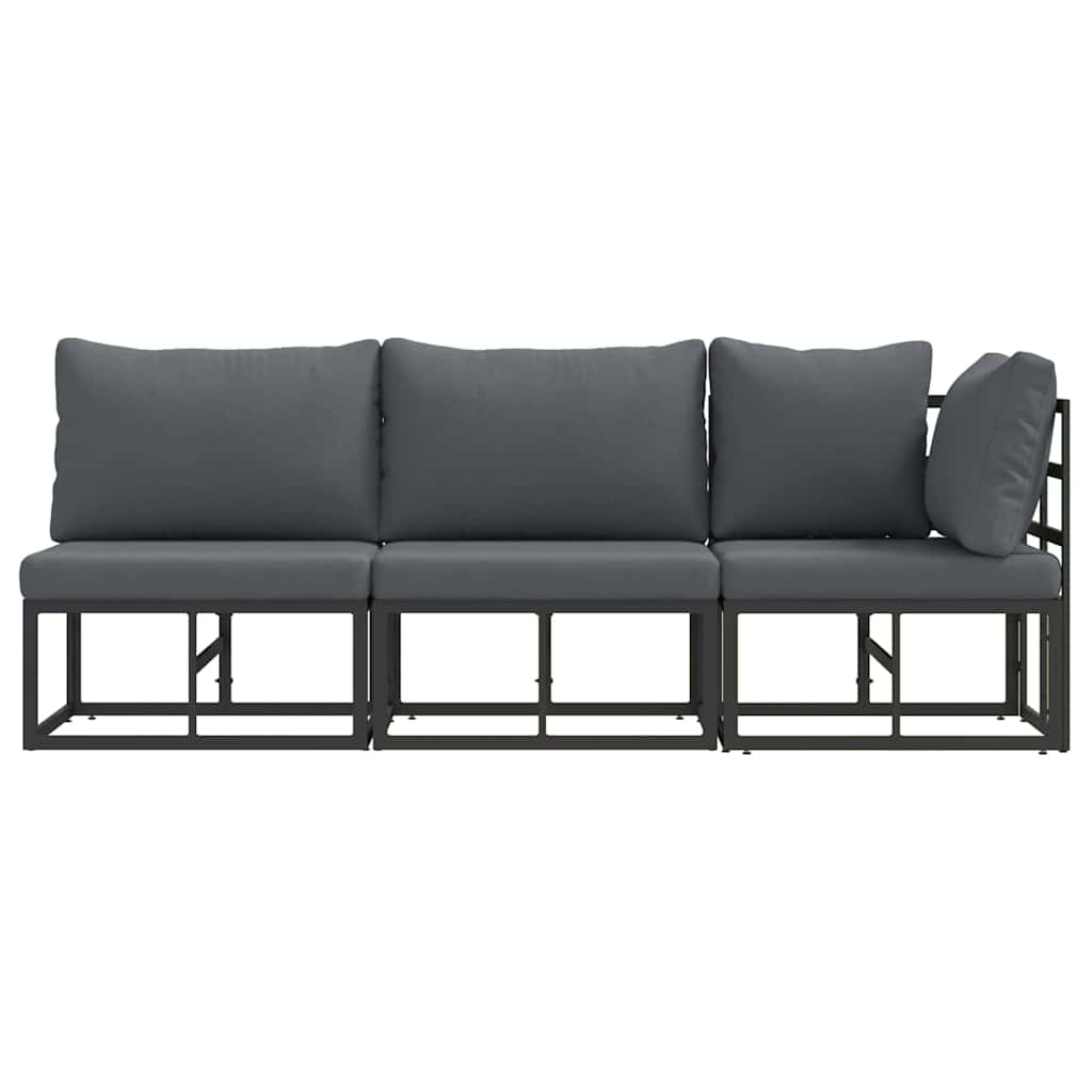vidaXL Outdoor Furniture 3 Piece Black and Anthracite Metal