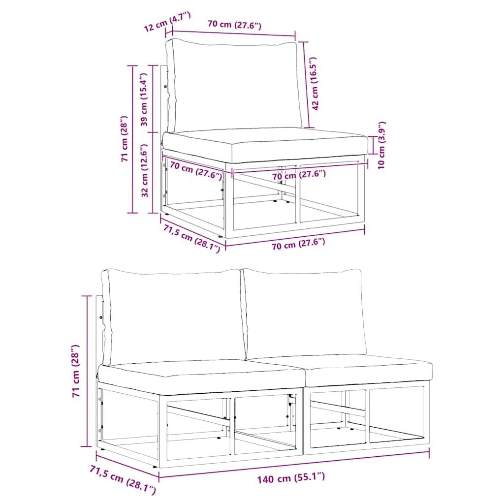 vidaXL Outdoor Furniture 2 Piece Black and Anthracite Metal