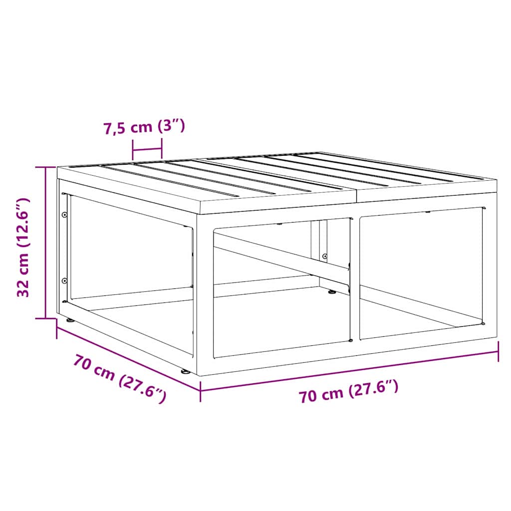 vidaXL Outdoor Furniture Black 70 x 70 x32 cm Metal