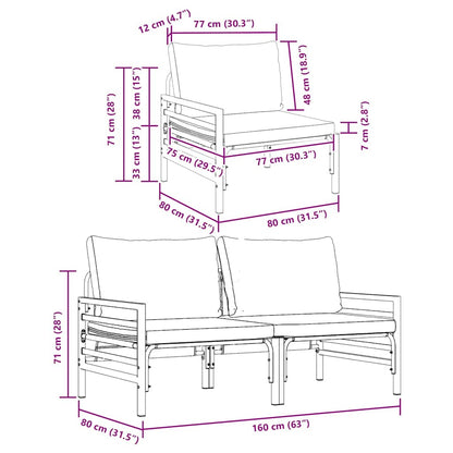 vidaXL Outdoor Furniture 2 Piece Anthracite 80 x 80 x 71 cm Steel