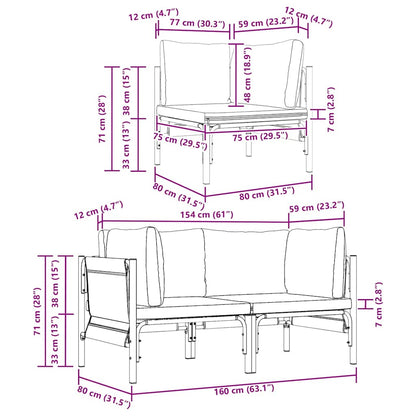vidaXL Outdoor Furniture 2 Piece Anthracite 80 x 80 x 71 cm Steel