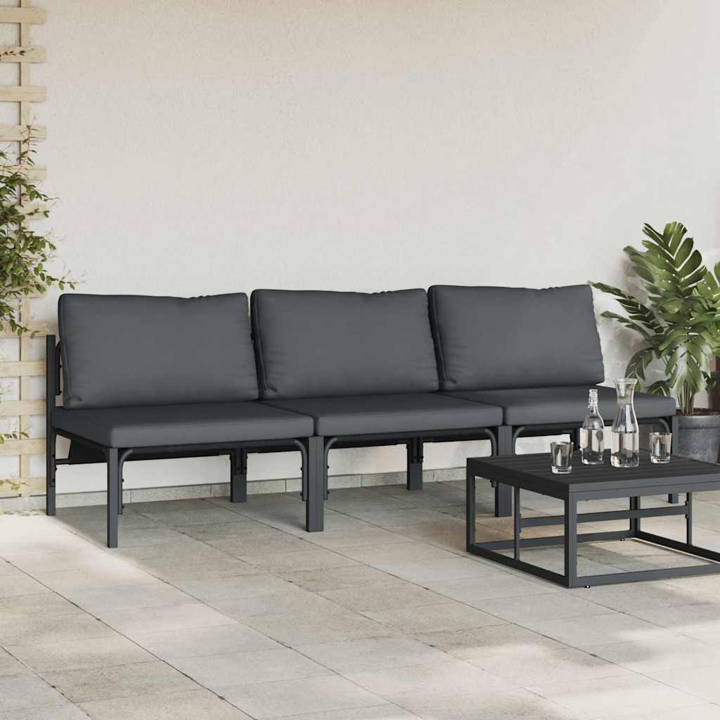 vidaXL Outdoor Furniture 3 Piece Anthracite 80 x 80 x 71 cm Steel