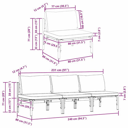 vidaXL Outdoor Furniture 3 Piece Anthracite 80 x 80 x 71 cm Steel