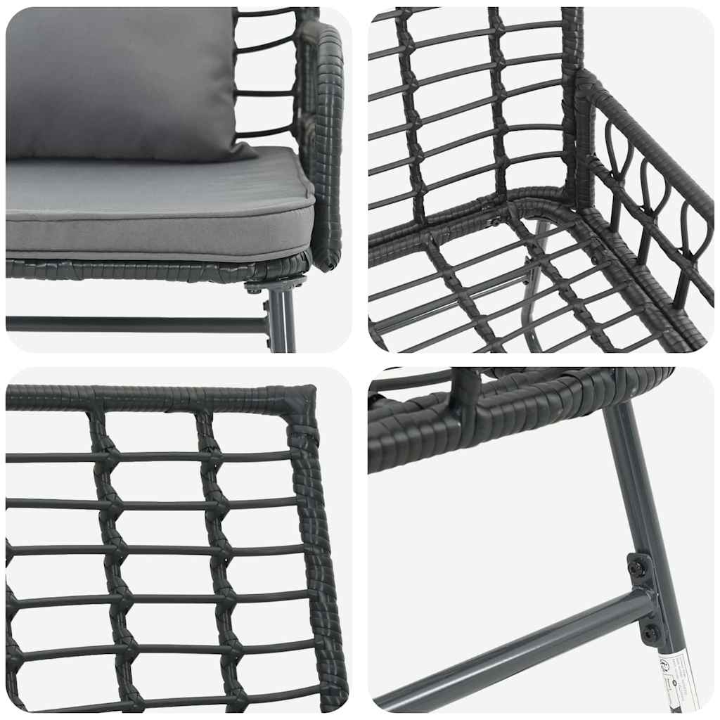 vidaXL Garden Bench Black and Anthracite Poly Rattan