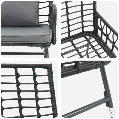 vidaXL Garden Bench Black and Anthracite Poly Rattan