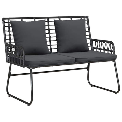 vidaXL Garden Bench Black and Anthracite Poly Rattan