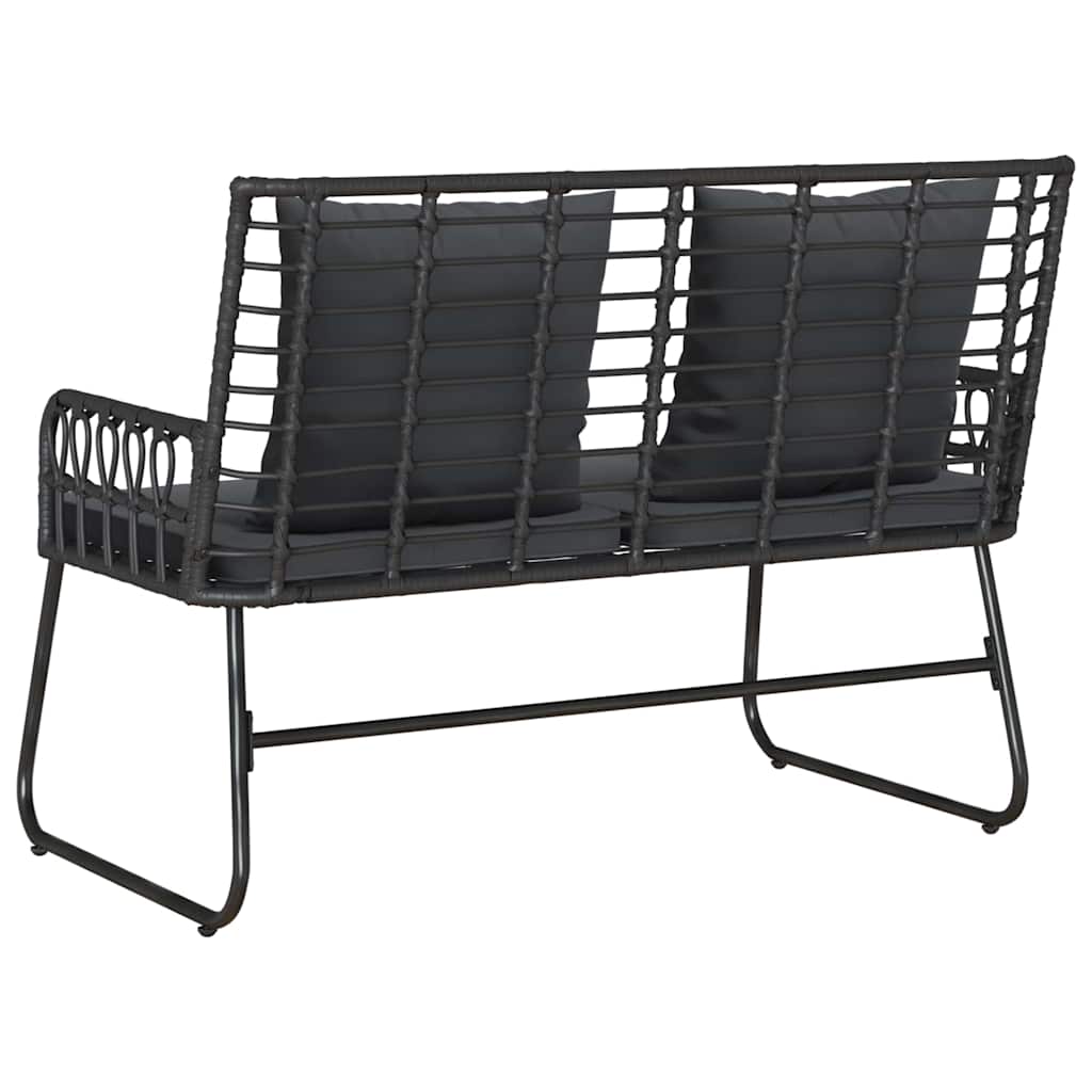 vidaXL Garden Bench Black and Anthracite Poly Rattan
