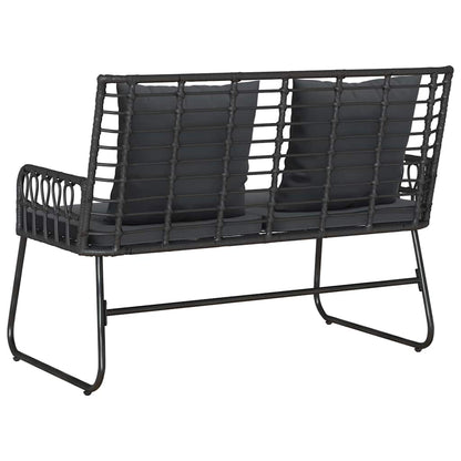 vidaXL Garden Bench Black and Anthracite Poly Rattan