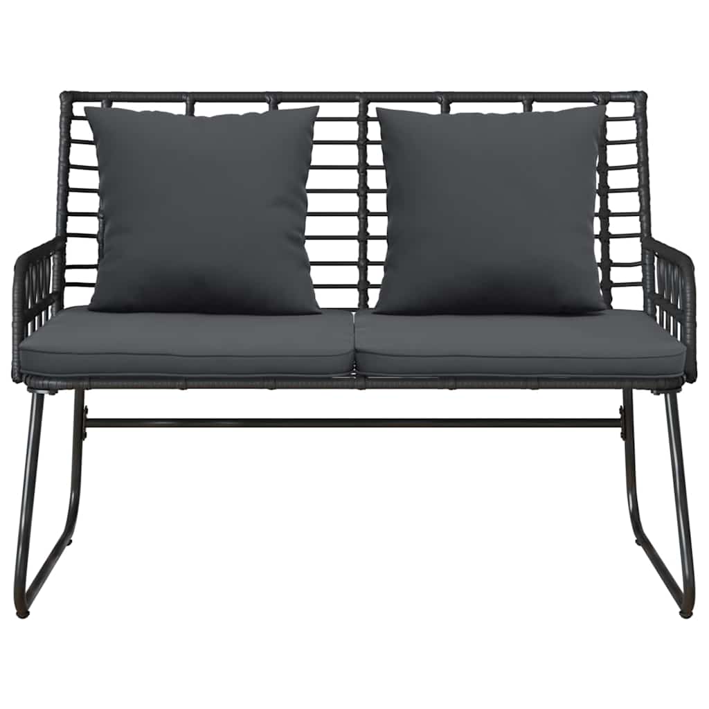 vidaXL Garden Bench Black and Anthracite Poly Rattan