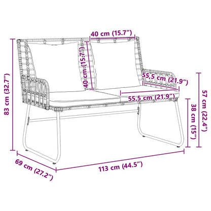 vidaXL Garden Bench Black and Anthracite Poly Rattan
