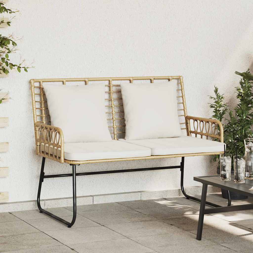 vidaXL Garden Bench Brown and Cream Poly Rattan