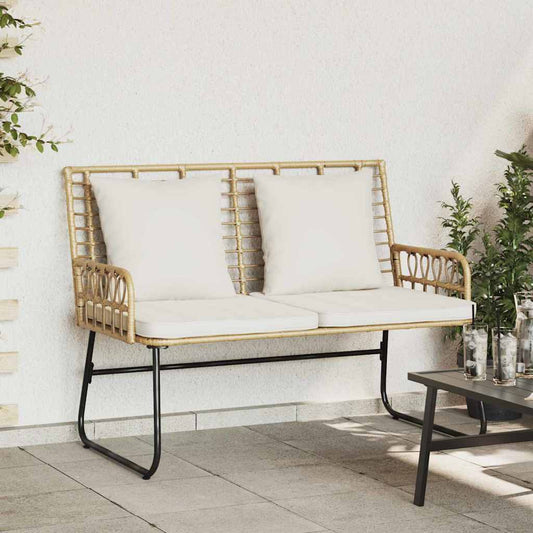 vidaXL Garden Bench Brown and Cream Poly Rattan