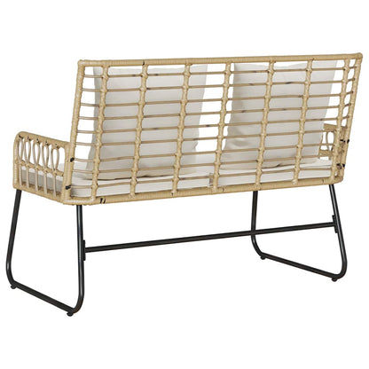 vidaXL Garden Bench Brown and Cream Poly Rattan