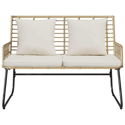 vidaXL Garden Bench Brown and Cream Poly Rattan