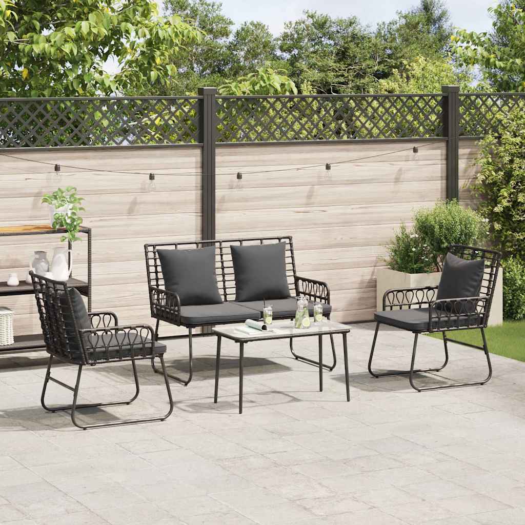 vidaXL Garden Dining Set 3 pcs Black and Anthracite Poly Rattan