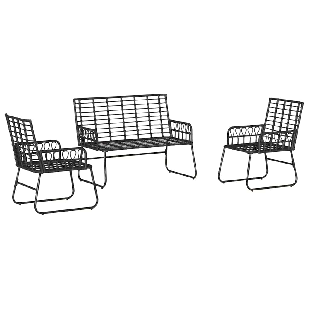 vidaXL Garden Dining Set 3 pcs Black and Anthracite Poly Rattan