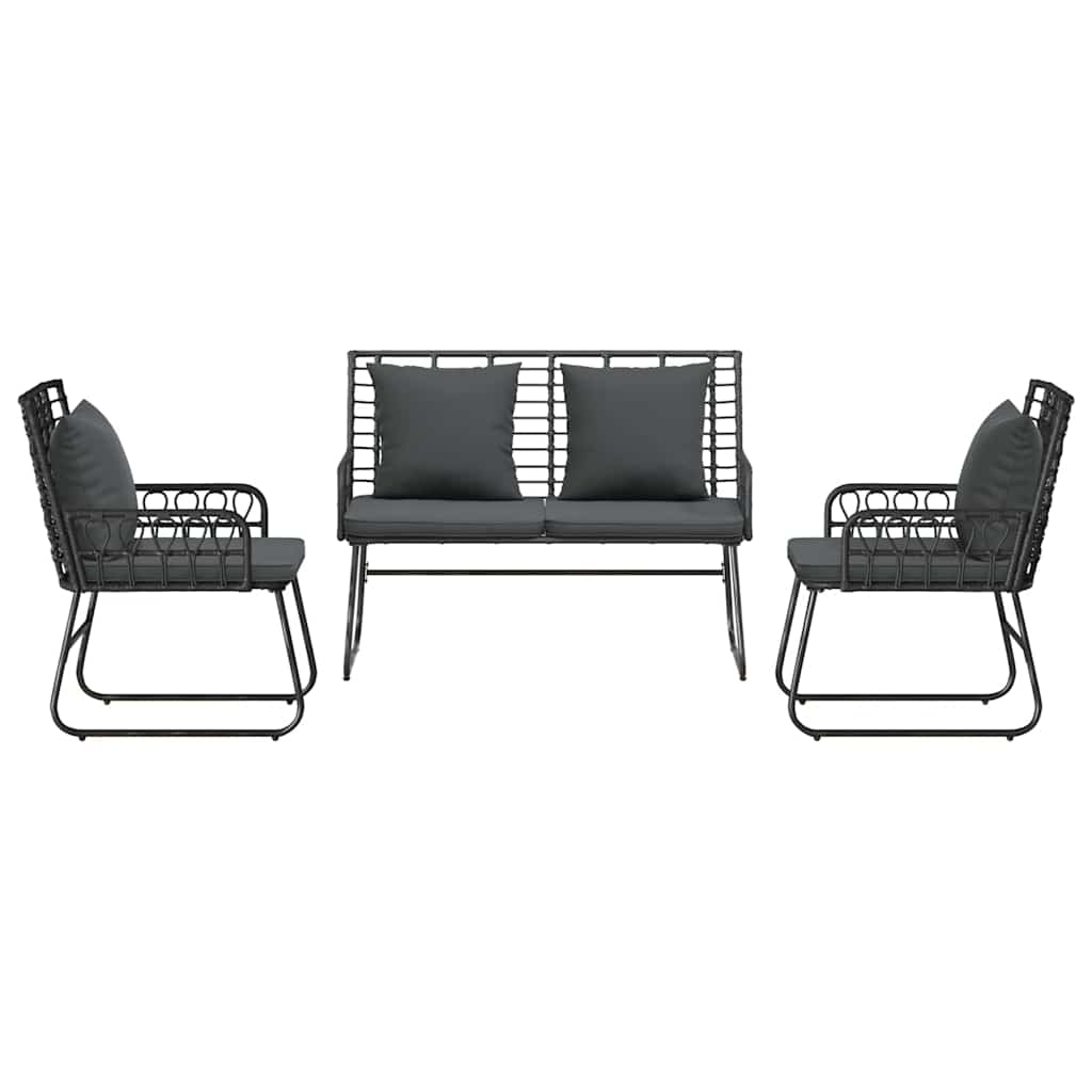 vidaXL Garden Dining Set 3 pcs Black and Anthracite Poly Rattan