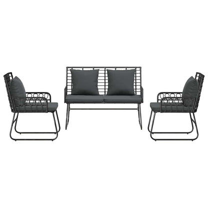 vidaXL Garden Dining Set 3 pcs Black and Anthracite Poly Rattan