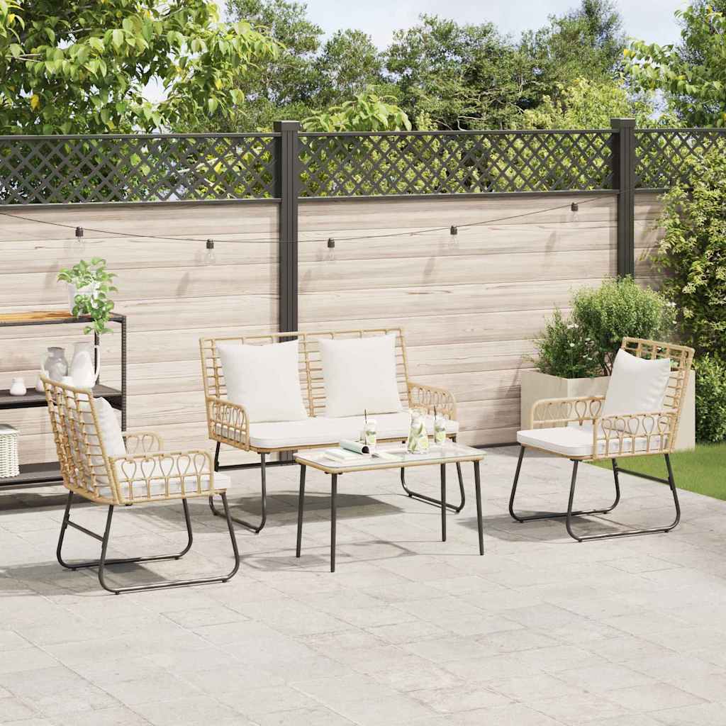 vidaXL Garden Dining Set 3 pcs Brown and Cream Poly Rattan