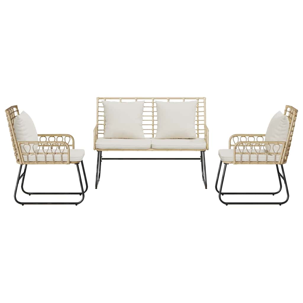 vidaXL Garden Dining Set 3 pcs Brown and Cream Poly Rattan