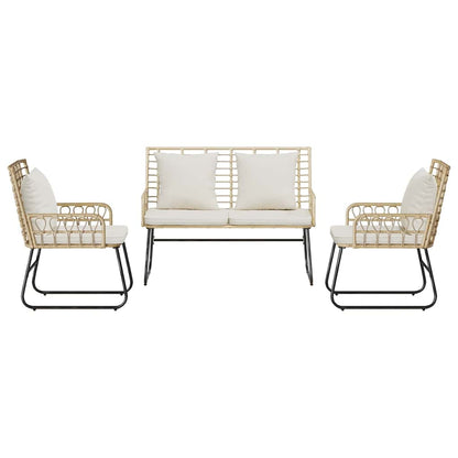 vidaXL Garden Dining Set 3 pcs Brown and Cream Poly Rattan