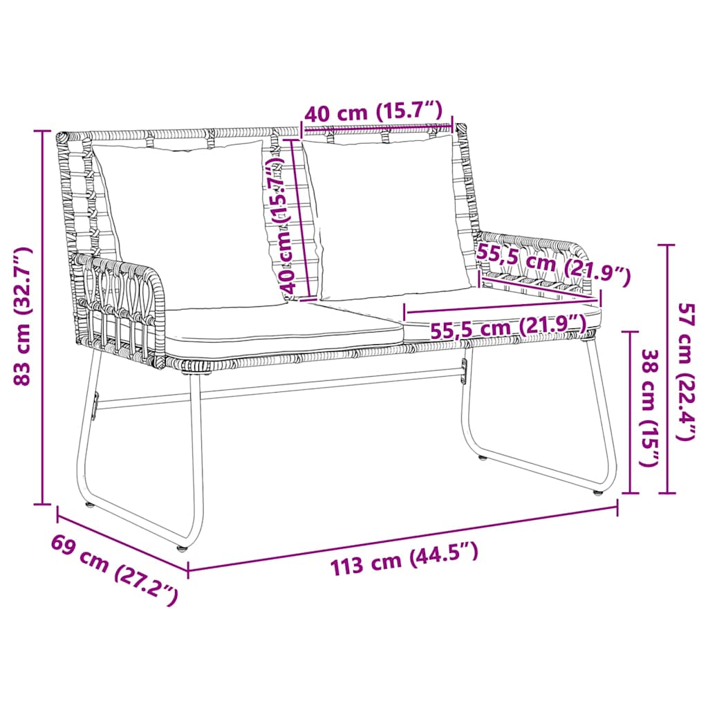 vidaXL Garden Dining Set 3 pcs Brown and Cream Poly Rattan