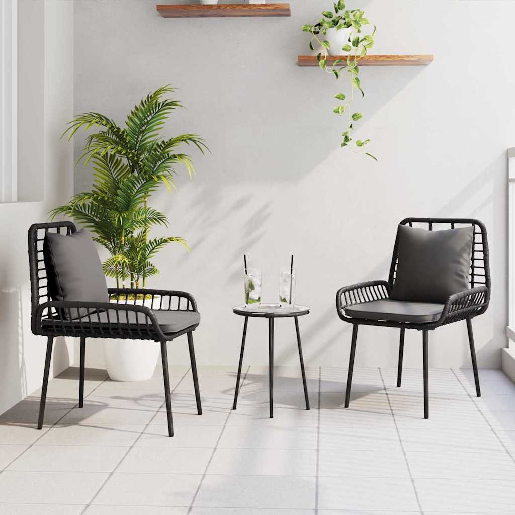 vidaXL Garden Dining Set 3 pcs Black and Anthracite Poly Rattan