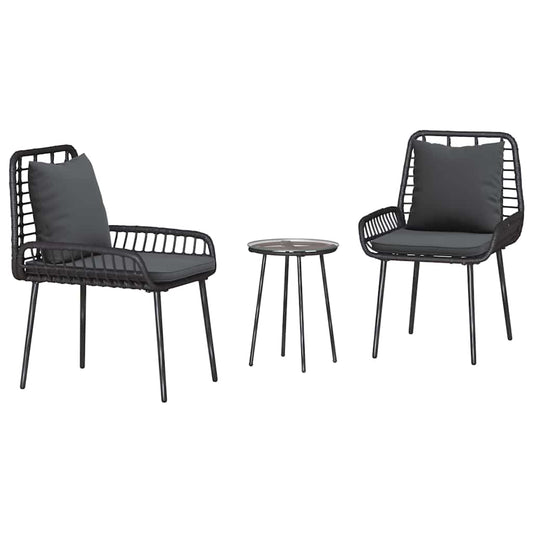 vidaXL Garden Dining Set 3 pcs Black and Anthracite Poly Rattan