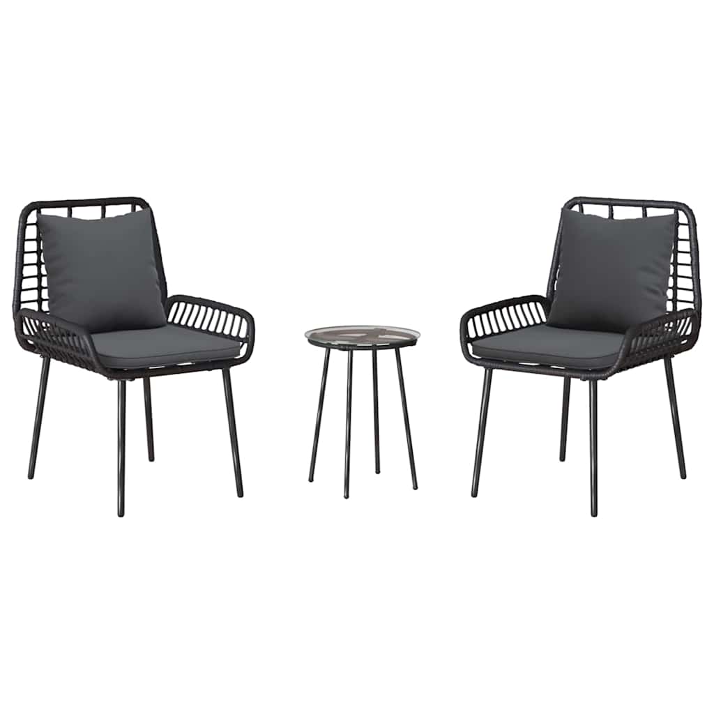 vidaXL Garden Dining Set 3 pcs Black and Anthracite Poly Rattan