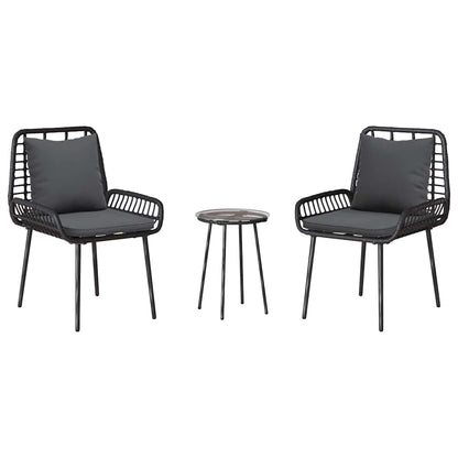 vidaXL Garden Dining Set 3 pcs Black and Anthracite Poly Rattan