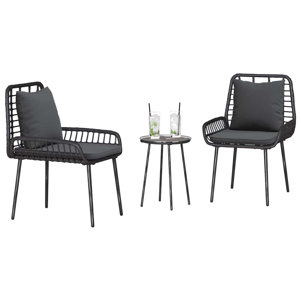 vidaXL Garden Dining Set 3 pcs Black and Anthracite Poly Rattan