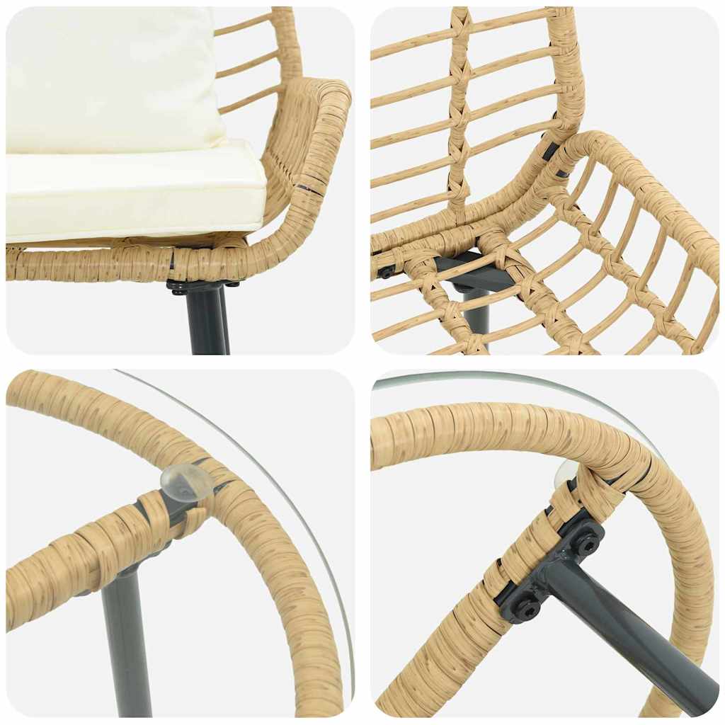 vidaXL Garden Dining Set 3 pcs Brown and Cream Poly Rattan