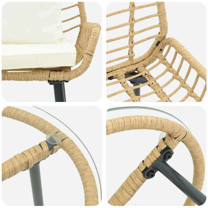 vidaXL Garden Dining Set 3 pcs Brown and Cream Poly Rattan