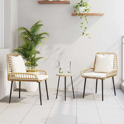 vidaXL Garden Dining Set 3 pcs Brown and Cream Poly Rattan