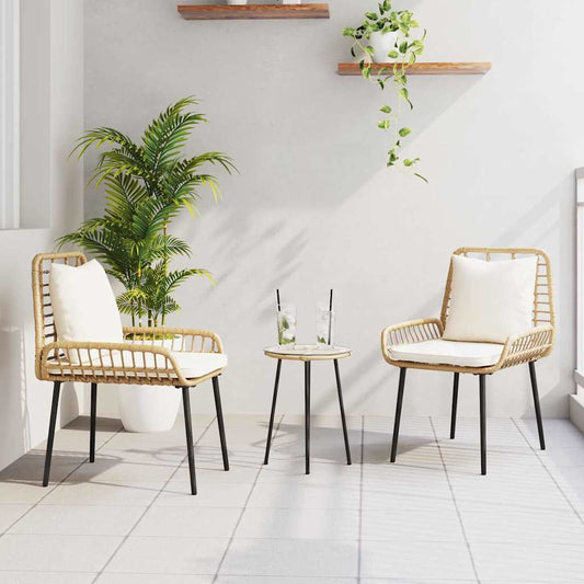 vidaXL Garden Dining Set 3 pcs Brown and Cream Poly Rattan