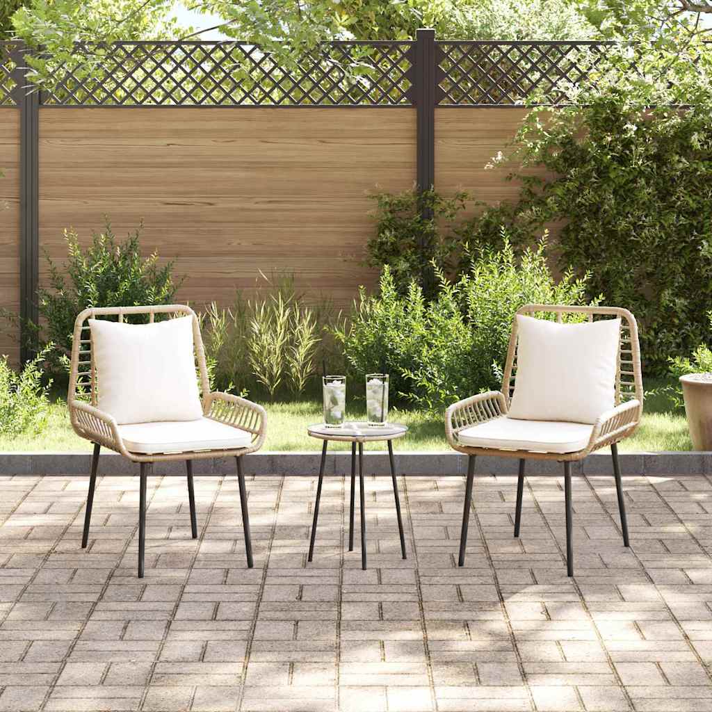 vidaXL Garden Dining Set 3 pcs Brown and Cream Poly Rattan